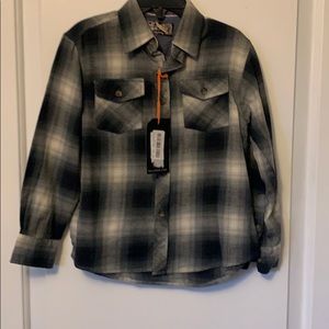 NWT-Boys First Wave Gray Plaid Long Sleeve Shirt